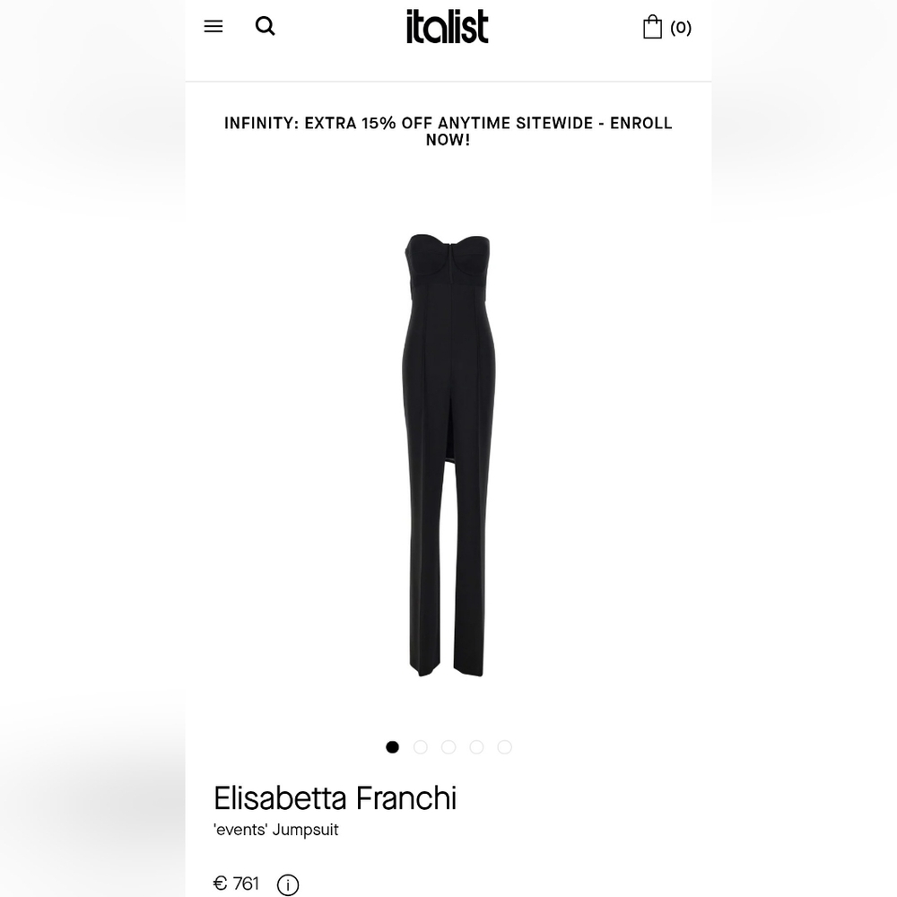 $765 Luxury Elisabetta Franchi Italian Black Strapless Gold Logo Pocket Jumpsuit - Picture 2 of 13